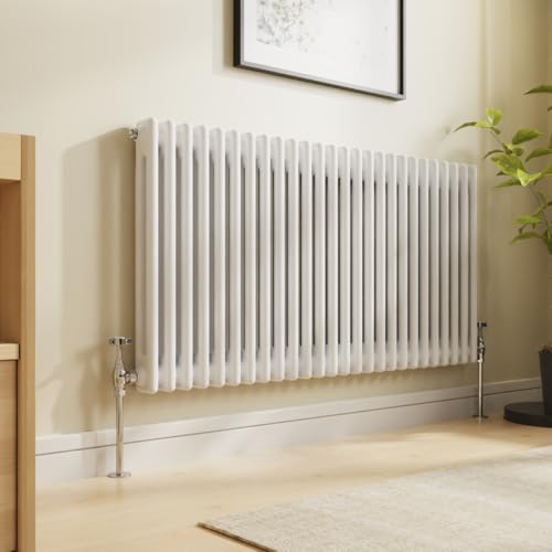 Image of NRG 600x1190mm Traditional Colosseum Cast Iron Radiator Gloss White 2 Panel