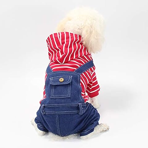 Ranvi Pet Mono de Mezclilla a Rayas para Perros Cover