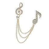 Crystal MUSIC SYMBOL Brooch Collar Lapel Pins Tip Gift Unisex-Gold