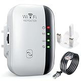 WiFi Extender Booster, Internet Repeater with Ethernet Port, Long Range Covers Up to 3000 Sq.ft and 45 Devices, Quick Setup, Broadband Wireless Signal Amplifier for Home