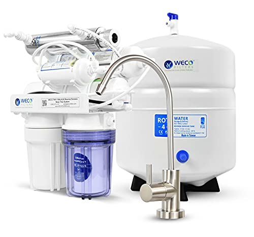 WECO TINY-150UVALK Reverse Osmosis Water Filter System - Compact 4-Stage RO Filtration with TFC Membrane and Lead-Free Faucet - Includes Water Tank