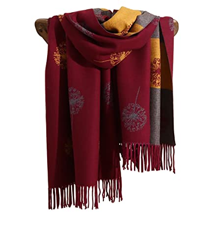 GFM® DLSHL Schal mit Löwenzahnfedern, superweich, Kaschmir-Gefühl, Dlshl-wll-weinrot, 42