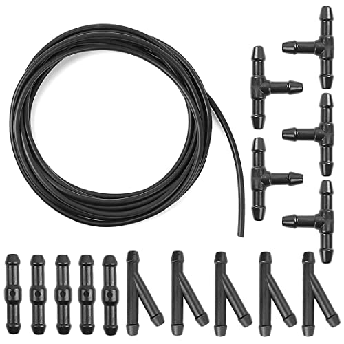 Tuyau de Lave-glace 5 m, Tuyau D'eau D'essuie-glace de Voiture Pour Système de Lave-glace, Kit de Réparation de Tuyau de Système de Lave-glace Universel Connecteur de Tuyau avec 15 Raccords de Tuyau Cover