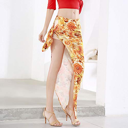 Royal Smeela Belly Dance Skirt Slit Long Dance Skirts For Women Floral Bellydance Skirts Belly Dance Outfit Carnival Costume Orange #TOP2
