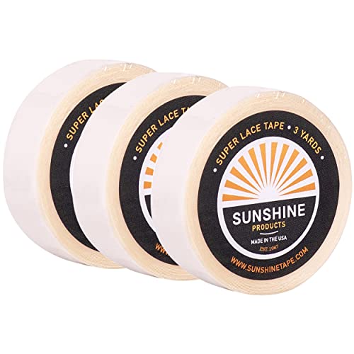 Image of Sunshine Tape | Super Lace Wig Adhesive Tape Roll | Double Sided, Medical Grade | Toupee and Wig Tape (1 /2 inch x 3 YDS, 3 Rolls - Best Value)
