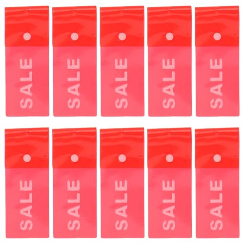 Cabilock 10 Etiquetas para Perchas de Plástico Rojo con Cierre a Presión, Marcadores para Ropa en Tienda Minorista, Etiquetas Colgantes para Venta, Suministros para Organización