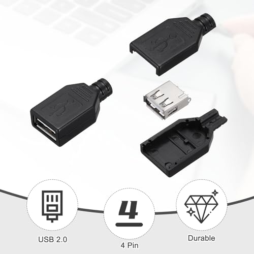 MECCANIXITY 20Pcs USB 2.0 Type A Female Plug Connector miniatura 4