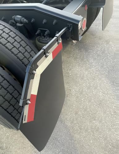 Image of Angled Bar Type Mud Flap Hangers for Semi Truck Mud Flap Hangers for Semi Mud Flaps with Reflective Strip Tape Square Steel Mudflap Hangers with 3 Coils