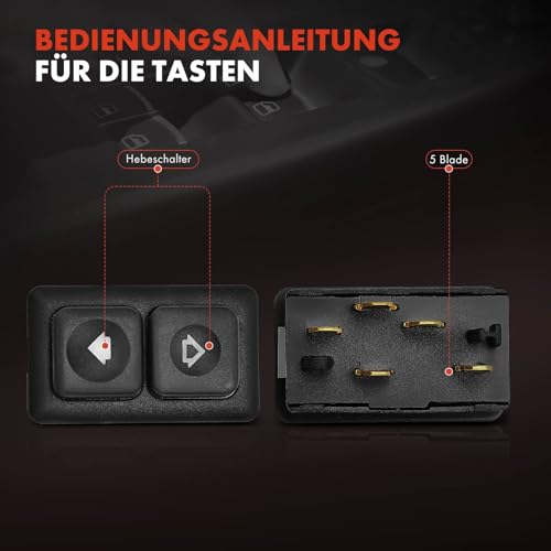 Frankberg 4x Fensterheberschalter Steuerschalter Hinten Vorne 5-Polig Kompatibel mit 3er (Cabriolet/Touring) E30 3er E36 5er E28 6er E24 Replace# 61311381205