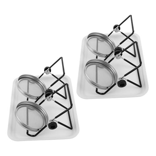 TOGEVAL 2 Set Kit Germogliatore Vasi Bocca Larga in Acciaio Inossidabile con Rete e Vassoio Supporto Stabile per Crescita Rapida Semi e Germogli per Coltivazione Facile e Pulita