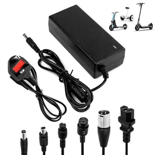 29.4V 2A Electric Scooter Charger, Universal lithium Batterie Hoverboard Charger with 6 Connectors for Xiaomi Nine-bot Scooters, E-Scooter, Electric Bike, Drift Boards, Mobility Scooter