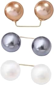 Kit 3 Broches Perolados para Ajuste de Roupas, Prendedor Decorativo em Pérola Dourada, Prata e Branca, Acessório Versátil para Customização