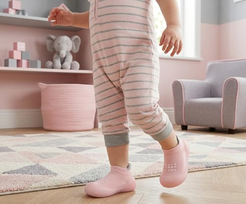 Dookeh Krabbelschuhe Baby (A3-Rosa, 9-12 Monate, EU Size 19, Fabrikgröße Auf Schuhen gedruckt 20/21)