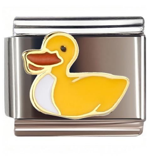 NOOFNO Italian Bracelet Charm,9mm,Yellow Cartoon Duck,Animal & Insect