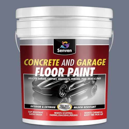 SENVEN Pintura Acrílica Semi-Gloss para Pisos de Garaje Gris, 1 Galón, para Concreto y Pisos de Sótano miniatura 1