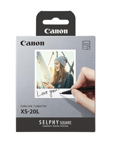 Canon SELPHY XS-20L Set di Cartucce e Carta per Stampante - Confezione con Inchiostro (1 Cartuccia Originale) & 20 Fogli (72 x 85mm)
