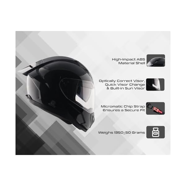 Vega Rapid D/V Full Face Motorcycle Helmet with Spoiler, Extra Smoke Visor, Matte Shell, Shock Absorbing Liner, Comfortable Interior, Ventilated Fit, and Trendy Dull Black Finish Dull Black-L