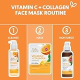 4 pk Vitamin C + Collagen nawilżające maski na twarz - Premium Mask do skóry, która pozostawia skórę wypełnioną i promienną - nawilżające, bogate w składniki odżywcze - maski promujące elastyczność i