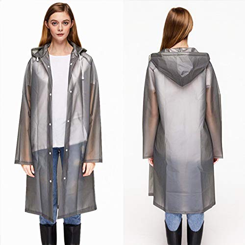 Sycle circle Impermeabile Trasparente Riutilizzabile con Cappuccio e Maniche, Poncho Antipioggia di Emergenza Cappotto da Pioggia Unisex (Grigio, M)