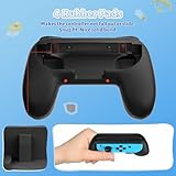 FASTSNAIL Grips Compatible with Nintendo Switch JoyCon&Switch OLED Model, Wear-resistant Handle Kit Gamepad Replacement for Nintendo Switch Joy Cons &Switch OLED Model for Controller(Black) - Image 5