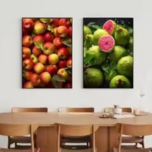 Affiche fruits pour cuisine moderne : toile raisins et cerises 50x70 cm