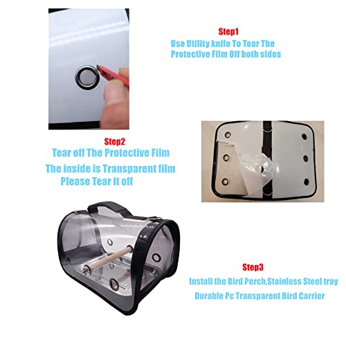 Mehongcan Portable Bird Carrier,Bird Travel Cage Parrot Lightweight Breathable Carrier Bird Travel Bag With Perch Stainless Tray (Small) #TOP3