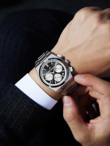 Image of Daniel Hechter Paris Hoche Collection Chronograph Analog Watch for Men - Brushed Stainless Steel case and Strap with Date Display