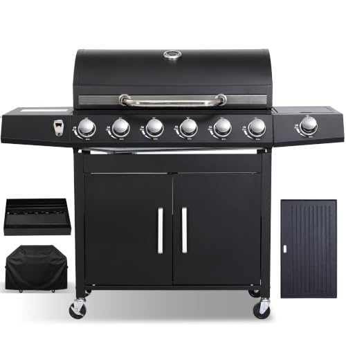 LMNOCHM 6-Burner Propane Grill Griddle Combo