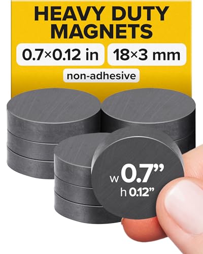 Image of Strong Ceramic Round Small Magnets (0.7x0.12 /18x3mm, 10 pcs) - Heavy Duty Magnets, Non-Corrosive, High Thermal Resistance, Versatile for Home, Office, Workshop, Whiteboard, Fridge and Hobby Use