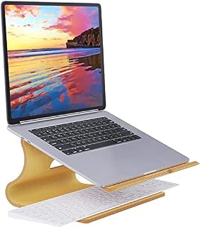 SAMDI Laptop Stand for Desk, Wooden Tablet Stand, Stable Computer Notebook Holder, Laptop Tray for MacBook Air/Pro (White)