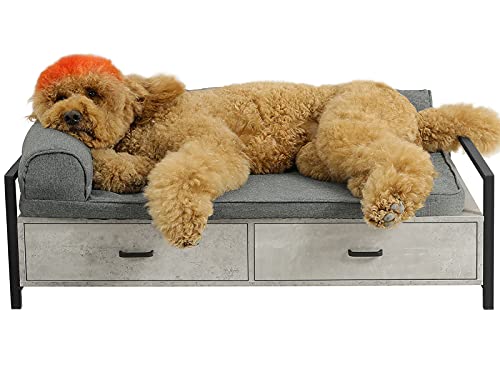 Msmask Elevated Dog Beds Frame, Dogs Cats Sofa Chair With Drawer, Mdf Board & Metal Frame Dog Furniture Modern Style #TOP2
