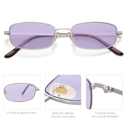 Image of SOJOS Trendy Rectangle Sunglasses Womens Mens, Retro 80s 90s Y2k Chic Narrow Thin Skinny Sunnies SJ1187