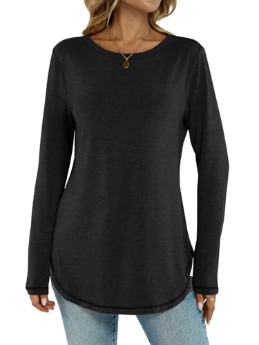 Womens Tunic Tops Long Sleeve Shirts Crew Neck Casual Tshirts Fall Fashion Outfits Clothes3
