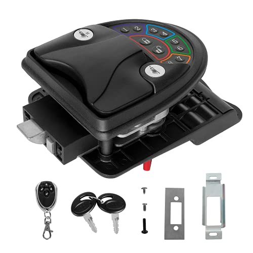 RV Door Lock for Travel Trailer Keyless Entry Door Lock with Deadbolt Camper Door Latch Handle Replacement Kit for 5th Wheel Camper Horse Cargo, Metal