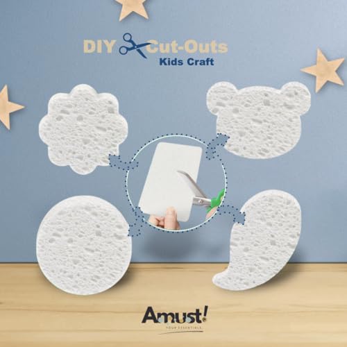 Image of Amust Cellulose Sponges for Kitchen, Bathroom, Compressed, Pop Up, Natural (Black & White)