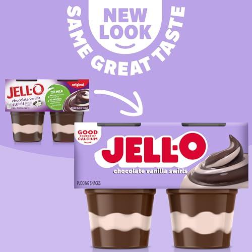 Jell-O Original Chocolate Vanilla Swirls Artificially Flavored Ready-to-Eat Pudding Snack Cups, 4 ct Cups