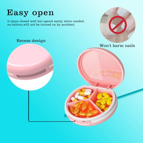 Image of Serfeymi Small Pill Box - 3 Compartments Portable Pill Box for Purse Pocket, Compact Mini Travel Pill Case - Suitable for Medicine, Vitamin, Fish Oil, Supplements - Pink(Fluid Art)