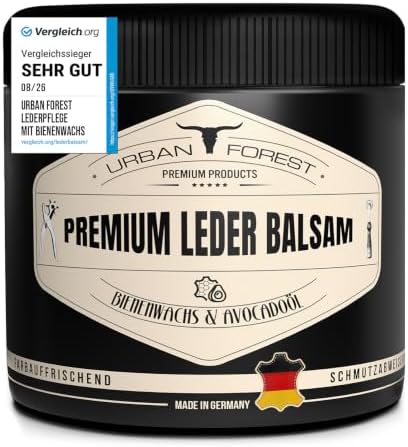 URBAN FOREST Lederpflege Balsam mit Bienenwachs & Avocado-Öl 500ml | Premium Lederfett für Auto, Sofa & Couch, auch für Jacke, Handtaschen & Schuhe, ideal für Sattel & Motorradbekl