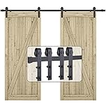 183cm/6FT Double Barn Door Sliding Kit,Sliding Track Barn Door Hardware Kit, Sliding Wood Door Kits
