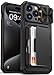 Vihibii for iPhone 15 Pro Max Case with Card Holder (4 Cards) & Slide Camera Cover & Kickstand, Military Grade Drop Protection, Rugged Hard Back & Silicone Edge Wallet Phone Case, 6.7' 2023, Black