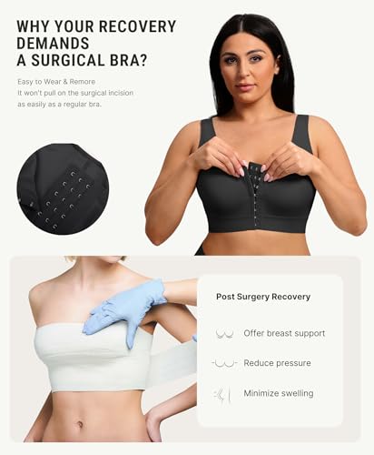 Image of FeelinGirl Mastectomy Bras for Women Compression Post Op Surgery Bra Front Closure Surgical Recovery Everyday Bra