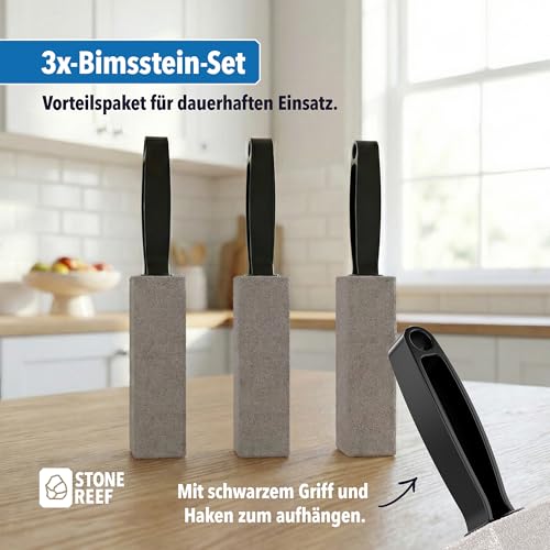 Urinsteinentferner extra stark [3x Bimsstein Toilettenreiniger mit Griff] Reinigungsstein Toilette gegen Urinstein, Kalk & Braunstein – WC Bimsstein für randlose Toiletten – natürlich & ohne Chemie