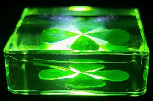 Image of 38mm Real Four Leaf Clover Shamrock in Crystal Clear Lucite Resin Specimen St.Patrick's Day inchLucky Leaf inch Gift Crafts Collection for Botany Science Education & Desk Ornament Display Small Paperweight
