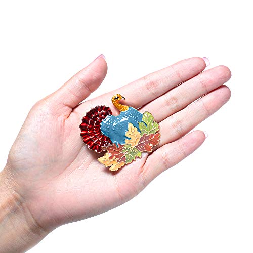 Christmas Brooches Pins For Women Girls, Glitter Enameled Thanksgiving Xmas Holiday Jewelry Turkey Maple Leaves Enameled Brooch #TOP1