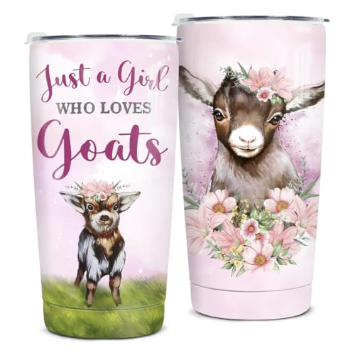 winorax Goat Tumbler 20oz Just A Girl Who Loves Goats Tumblers Stainless Steel Insulated Coffee Cup with Lid Gift For Women Girls Birthday Christmas Presents Stuff