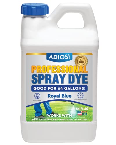 Adios! Professional Blue Spray Dye Marker, Makes 128 Gallons of Indicator for Grass and Lawn Care, Safe for Mixing - Half Gallon (64oz)