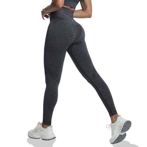 BROKIG Airflow Womens Sexy Leggings Butt Lift Leggings Stretchy Tight Fit High Waisted Legging for Women Yoga Gym (Charcoal Grey,Small)