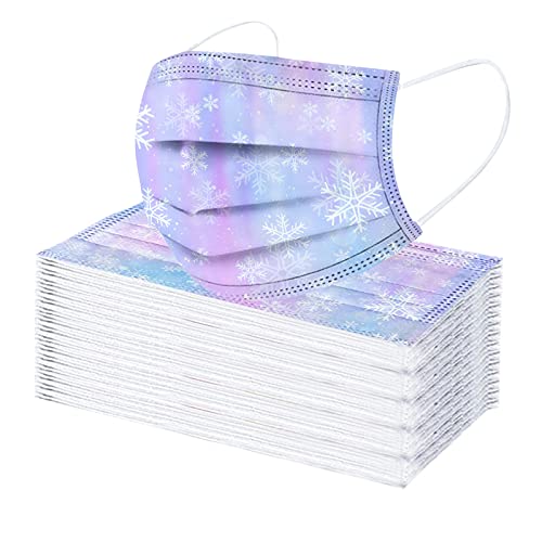 KUAIDO 50Stück Einweg Mundschutz Erwachsene 3-lagig Outdoor Maske Einfarbig Blumendruck Face Cover Atmungsaktiv Mund und Nasenschutz Bedeckung Damen Herren Halstuch Schals Erwachsenemaske Cover