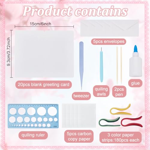 WEBEEDY 20 Sets DIY Valentine's Day Paper Quilling Kit for Adults 5 Styles Love Heart Greeting Card