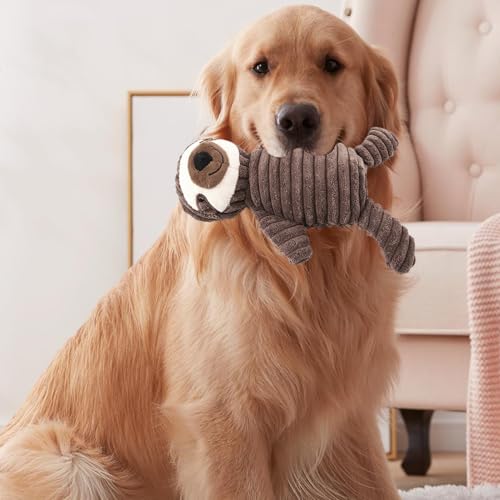 Plüschspielzeug für Hunde | Interaktive Faultierform zum Zahnen- Plüschspielzeug mit Quietsche, für Aggressive Beißer Welpen kleine mittelgroße Rassen große Reinigung der Zähne All-2
